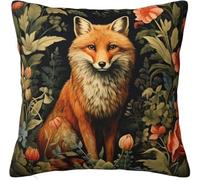 Keebik William Morris Forest Fox Throw Pillow Covers Decorative Outdoor Soft Pillowcases Home Decor Living Room Cushion Case for Bed Couch Car 16x16 Inch