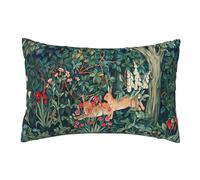 Keebik William Morris Fox Hares Blue Green Floral Fores Throw Pillow Cover Soft Decorative Throw Pillowcases Cushion Case for Home Decor Living Room Bed Couch Car 12x20 Inch