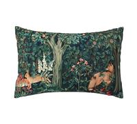 Keebik William Morris Fox Hares Blue Green Floral Forest Throw Pillow Covers Decorative Outdoor Soft Pillowcases Home Decor Living Room Cushion Case for Bed Couch Car 12x20 Inch