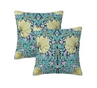 Keebik William Morris Pimpernel Blue Throw Pillow Covers Set of 2 Cushion Covers for Couch Home Bed Living Room Decorative Pillow Cases 18x18 Inch