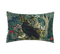 Keebik William Morris Raven Blue Green Floral Forest Throw Pillowcases Cushion Case for Home Decor Living Room Bed Couch Car 12x20 Inch