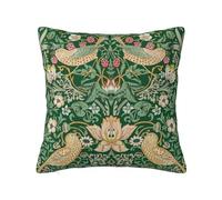 Keebik William Morris Strawberry Thief Design Throw Pillow Covers Decorative Outdoor Soft Pillowcases Home Decor Living Room Cushion Case for Bed Couch Car 16x16 Inch