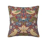 Keebik William Morris Strawberry Thief Red Design Throw Pillow Cover Soft Decorative Throw Pillowcases Cushion Case for Home Decor Living Room Bed Couch Car 18x18 Inch