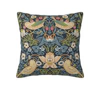 Keebik William Morris Strawberry Thief Throw Pillow Cover Soft Decorative Throw Pillowcases Cushion Case for Home Decor Living Room Bed Couch Car 20x20 Inch