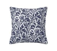 Keebik William Morris Thistle Damask Navy Blue Throw Pillow Covers Decorative Outdoor Soft Pillowcases Home Decor Living Room Cushion Case for Bed Couch Car 18x18 Inch
