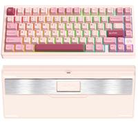 KEEBMONKEY PMO Wave 75 CNC Aluminum Quick Release Tri-Mode Wireless Gaming Keyboard,QMK/VIA Tri-Mode Mechanical Keyboard with 8000mAh Battery,Hot-Swappable with RGB for Windows/Mac/PC (Pro Pink)