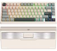 KEEBMONKEY PMOKEY Wave 75 CNC Aluminum Quick Release Tri-Mode Wireless Gaming Keyboard,QMK/VIA Tri-Mode Mechanical Keyboard with 8000mAh Battery,Hot-Swappable with RGB for Windows/Mac/PC (Pro White)