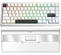 KEEBMONKEY PMOKEY Wave 75 CNC Aluminum Quick Release Tri-Mode Wireless Gaming Keyboard,QMK/VIA Tri-Mode Mechanical Keyboard with 8000mAh Battery,Hot-Swappable with RGB for Windows/Mac/PC (Pro Silver)