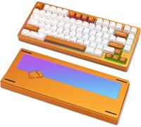 KEEBMONKEY WOBKEY Rainy 75 Aluminum HMX/JWK Switches Mechanical Keyboard with Superior Acoustics, Wired, BT, 2.4G Wireless Connectivity (Pro Orange(Mirrored Glass Weight))