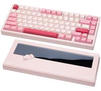 KEEBMONKEY WOBKEY Rainy 75 CNC Aluminum HMX/JWK/Cocoa Switches Triple-Mode Connectivity Mechanical Keyboard with Superior Acoustics, RGB/PP/Mirrored Glass/3500mAh/Violet Switch (Standard - Pink)