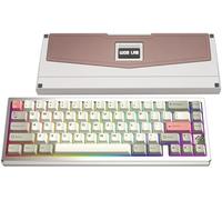 KEEBMONKEY WOBKEY Zen 65 65% Quick Release Wireless Mechanical Keyboard with RGB, CNC Aluminum Case, Hot-Swappable, VIA Support, BT/2.4G/USB-C Gaming Keyboard for Mac/Windows (Ultra Warm Silver)