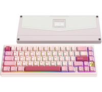KEEBMONKEY WOBKEY Zen 65 65% Quick Release Wireless Mechanical Keyboard with RGB, CNC Aluminum Case, Hot-Swappable, VIA Support, BT/2.4G/USB-C Gaming Keyboard for Mac/Windows (Lite Pink)