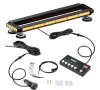 KEECALT Magnetic 84 LED Amber Flashing Beacon Light Bar with Controller for Truck Van Car, 12V 24V Vehicle Roof Top Recovery Warning Emergency Safety Strobe Lights