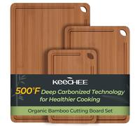 Keechee Bamboo Cutting Board, Durable Wood Cutting Boards for Kitchen with Deep Juice Grooves & Built-in Handles, Ideal Charcuterie & Chopping for Meat, Vegetables and Fruits Ideal Kitchen Gifts