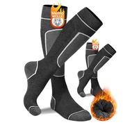 KEECOW 2 Pairs Merino Wool Ski Socks Mens Womens, Thermal Warm Knee High Thick Socks for Winter, Cold Weather, Snow, Snowboarding, Hunting, Hiking(6-9)