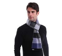 KEECOW Mens Merino Wool Winter Scarf Classic Warm Soft Thick Long (Blue)
