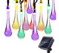 KEEDA 20LED Solar String Lights Waterdrop Fairy Decorative Lights for Outdoor Garden Patio Fence Yard Party Christmas (Multicolor)