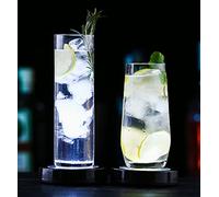KEEDA 4 PCS LED Coaster for Drinks, USB Rechargeable Light Up Coasters for Cocktail Beer Beverage, Wine Bottle Cup Luminous Mat for Home, Party, Wedding, Bar, Club (Black Shell White Light)