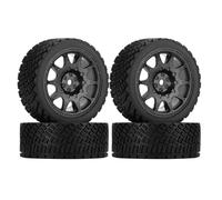KEEDA 4PCS 66mm RC Tyres and Plastic Wheels Rims for Tamiya TT01 TT02 HSP HPI Kyosho 1:10 RC On Road Racing Rally Car (10-Spoke, Black)