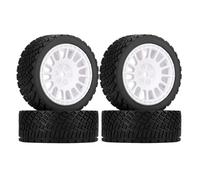 KEEDA 4PCS 66mm RC Tyres and Plastic Wheels Rims for Tamiya TT01 TT02 HSP HPI Kyosho 1:10 RC On Road Racing Rally Car (White)