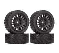 KEEDA 4PCS 66mm RC Tyres and Plastic Wheels Rims for Tamiya TT01 TT02 HSP HPI Kyosho 1:10 RC On Road Racing Rally Car (Black)