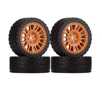 KEEDA 4PCS 66mm RC Tyres and Plastic Wheels Rims for Tamiya TT01 TT02 HSP HPI Kyosho 1:10 RC On Road Racing Rally Car (Brown)