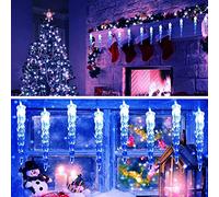 KEEDA 50LED Solar Icicle String Lights for Outdoor Garden Patio Fence Christmas Decor (Blue)
