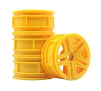 KEEDA 52mm Nylon RC Wheels 12mm Hex Rims for HSP HPI Tamiya Kyosho 1/10 On Road Car, Touring, Racing & Drift Vehicles (+3mm ET, Style B, Yellow)