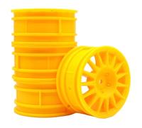 KEEDA 52mm Nylon RC Wheels 12mm Hex Rims for HSP HPI Tamiya Kyosho 1/10 On Road Car, Touring, Racing & Drift Vehicles (+6mm ET, Style E, Yellow)