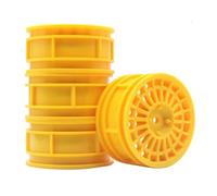 KEEDA 52mm Nylon RC Wheels 12mm Hex Rims for HSP HPI Tamiya Kyosho 1/10 On Road Car, Touring, Racing & Drift Vehicles (+7mm ET, Style D, Yellow)