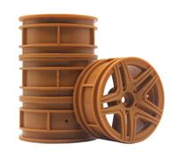 KEEDA 52mm Nylon RC Wheels 12mm Hex Rims for HSP HPI Tamiya Kyosho 1/10 On Road Car, Touring, Racing & Drift Vehicles (+3mm ET, Style B, Brown)