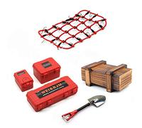 KEEDA 6Pcs/Set Mini Luggage Case, Wooden Box, Shovel, Luggage Net, Simulation Decoration Tool Accessories for 1:10 RC Crawler Car TRX4 Axial Scx10 90046 CC01 D90 D110 (Red)