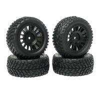 KEEDA 75 mm Rubber Tyres and Plastic Wheels RC Tyres for 1/10 RC On Road Car 1/16 RC Rally Car HSP 94123 HPI Kyosho Tamiya (16-Spoke, Black)