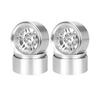 KEEDA Pack of 4 Metal 1.9 Inch Beadlock Wheels Rims Negative Offset -10 mm Rim Upgrade Replacement Parts for SCX10 Pro TRX4 VS4-10 Gen8 TRX6 1/10 RC Crawler Car Truck (Silver)