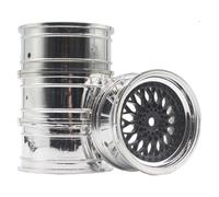 KEEDA RC Car Diameter 52 mm/2.05 Inch Plastic Rims 12 mm Hexagonal Wheels for 1/10 RC On Road Touring Racing Drift Car (Offset Depth 6 mm, Black & Silver)