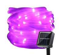 KEEDA Solar Rope Lights,39ft 100LED Tube Copper Wire Lights, Waterproof Outdoor Garden Light, Christmas Starry String Fairy Lights-Hollow Pipe-2 Light Modes-Purple