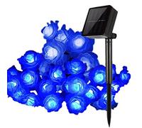 KEEDA Solar String Lights, 20 LED Rose Flower Fairy Lights Waterproof Decorative Lighting for Outdoor Patio Garden Wedding Party (Blue)