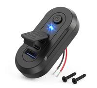 KEEDIN 12V USB Outlet with On/Off Switch, 3-Port Fast Car Charger Socket, Dual PD 30W USB-C & QC3.0, RV Marine Boat USB Panel Mount Charger with LED Indicator for Truck ATV Camper