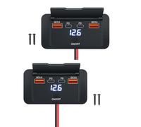 KEEDIN 96W 12V USB Outlet Panel Wall Mount-Dual 36W PD & Dual QC3.0 18W Car USB Charger Socket, Waterproof Switch, Surface Mount for RV, Boat, Truck, ATV, Marine (2 Pack)