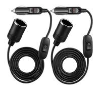 Keedin Car Cigarette Lighter Extension Cable with ON/OFF Switch,9.8FT/3m Lighter Extension Cord Lead with Female Inline Socket Connector,12V/24V 17AWG,Suitable for Tyre Inflators/Portable Equipment-2P