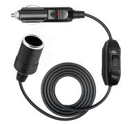 Keedin Car Cigarette Lighter Extension Cable with ON/OFF Switch, 9.8FT/3m Lighter Extension Cord Lead with Female Inline Socket Connector, 12V/24V 17AWG, Suitable for Tyre Inflators/Portable Equipment