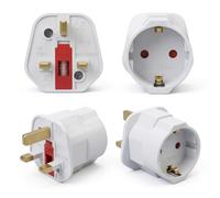 Keedin European to UK Plug Adapter, Travel-Friendly Compact EU to UK Converter 2 Pin to 3 Pin Type G Plug with 13A Fuse, Lightweight Portable Power Adapter for Europe to UK Travel, White 4Pack