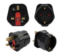 KEEDIN European to UK Plug Adapter, Travel-Friendly Compact EU to UK Converter 2 Pin to 3 Pin Type G Plug with 13A Fuse, Lightweight Portable Power Adapter for Europe to UK Travel, Black 4Pack