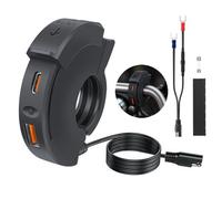 KEEDIN Motorcycle USB Charger, 30W PD + 18W QC3.0, Ultra-Thin Waterproof Dual Port Type-C& USB-A Fast Charger, SAE to USB Adapter for Phone/Tablet/GPS, Compatible with 12V-24V Motorcycles, ATVs, Boats