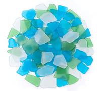 Keedolla 15 Oz Sea Glass for Crafts Seaglass Pieces Decor Flat Frosted Sea Glass Art Vase Filler Crushed for Jewelry, Christmas Tree, Wind Chimes Making - Blue, White, Green