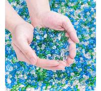 Keedolla 3 Lb Green Mix Aquarium Glass Stones Betta Fish Tank Bowl Rocks, Aquarium Fish Tank Gravel Glass Pebbles Gemstones for Fountain Succulent Plant Decorative Rock Pebble Stone