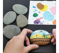 Keedolla 5 Pcs Painting Rocks Flat Large Pebbles for Painting 8-10cm, Hand Painted Stones Flat Craft Rocks River Marbles Natural for Painting, Aquariums and Garden Decoration