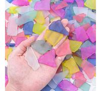 Keedolla Flat Beach Sea Glass Mixed Colors for Crafts Bulk 15 Oz, Tumbled Seaglass Pieces Decor Flat Frosted for Vase Filler|Beach Weddings|Home Decor - Multicolor