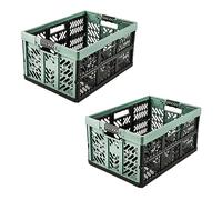 keeeper 2x sturdy professional folding boxes with soft-touch handles, 45 L, Ben, Nordic Green (Green)