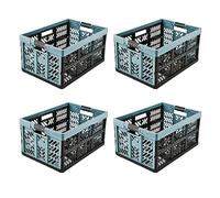 keeeper 4x sturdy professional folding boxes with soft-touch handles, 45 L, Ben, Nordic Blue (Blue)